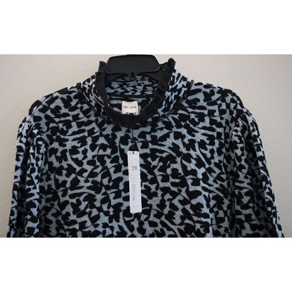 Nic+Zoe Women Plus Sz 2XL Black Multi Climbing Vines Mock Turtleneck Sweater $13 - Picture 5 of 10